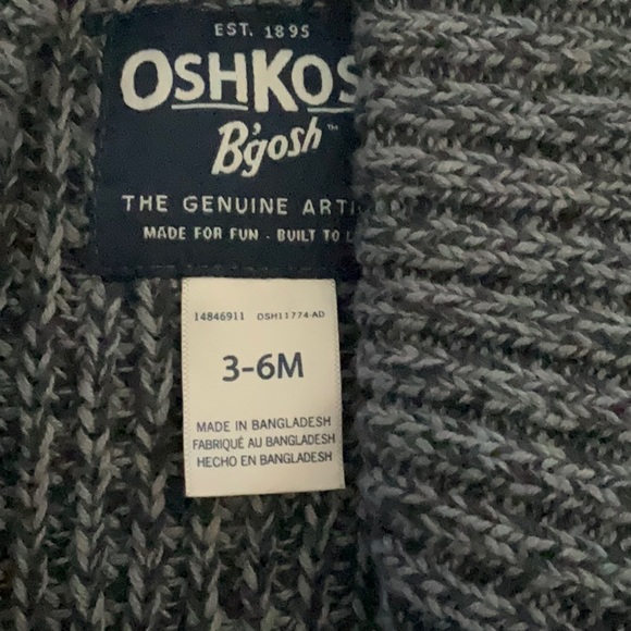 Oshkosh notch-lapel collar black & gray tweed look cardigan with pockets. 3-6m - Picture 3 of 8